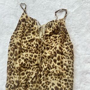 Boutique Blouse, Cheetah Print, Tie-Back, Size XS